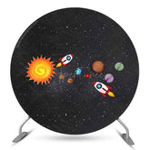 Aperturee Rocket And Universe Round Birthday Backdrop For Boy